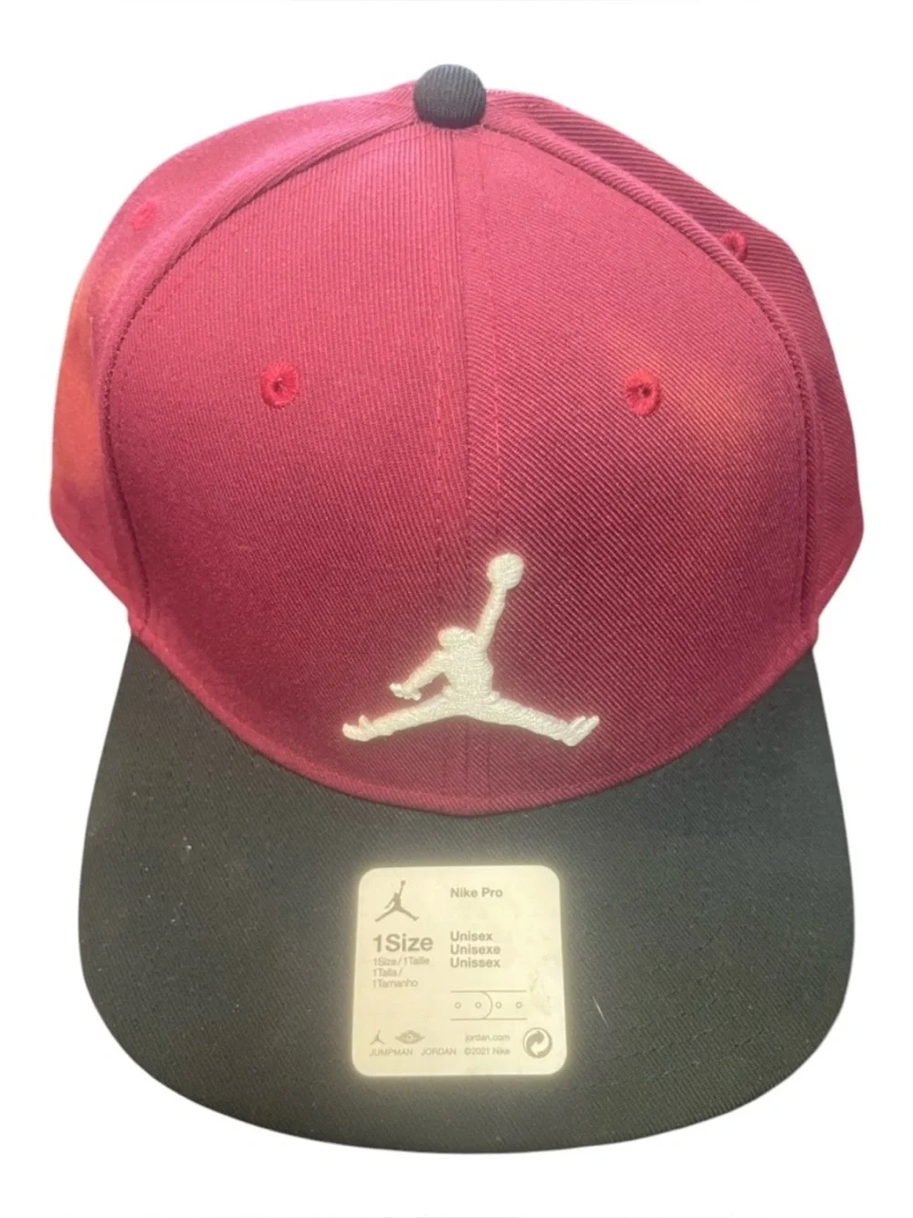 Nike Jordan good condition Snapback Hat in Burgundy and Black with White Jumpman
